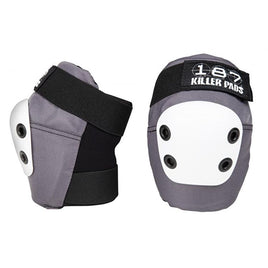 187 Elbow Slim Pads Grey w/ White Caps