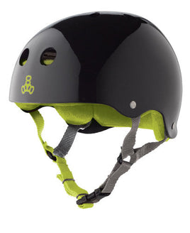 Triple 8 Brainsaver Helmet Black Gloss W/ Green Liner
