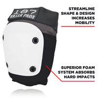 187 Fly Knee Pads Grey w/ White Caps