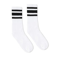 SOCCO Black Striped | White Mid Socks