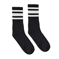 SOCCO White Striped Socks | Black Mid Socks