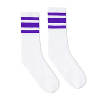 SOCCO Purple Striped Socks | White Mid Socks