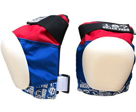 187 Pro Knee Pads Red/ Blue with White caps