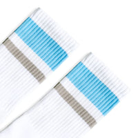 SOCCO Carolina Blue and Grey | White Mid Socks