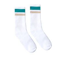 SOCCO Teal and Oatmeal | White Mid Socks