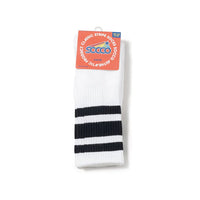 SOCCO Black Striped | White Mid Socks