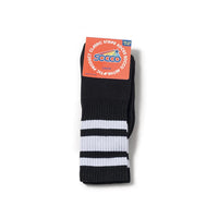 SOCCO White Striped Socks | Black Mid Socks