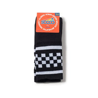 SOCCO White Checkered Socks | Black Mid Socks