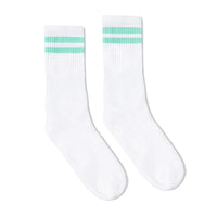 SOCCO Mint 2-Stripe | White Mid Socks