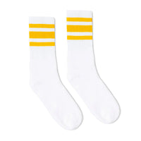 SOCCO Gold Striped Socks | White Mid Socks