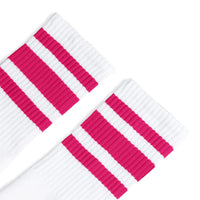 SOCCO Fuchsia Striped Socks | White Mid Socks