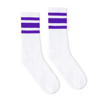 SOCCO Purple Striped Socks | White Mid Socks