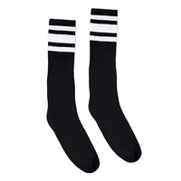 SOCCO White Striped Socks | Black Mid Socks