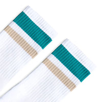 SOCCO Teal and Oatmeal | White Mid Socks