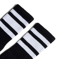 SOCCO White Striped Socks | Black Mid Socks