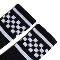 SOCCO White Checkered Socks | Black Mid Socks