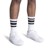 SOCCO Black Striped | White Mid Socks
