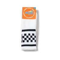 SOCCO Black Checkered Socks | White Mid Socks