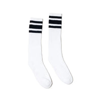 SOCCO Black Striped | White Mid Socks