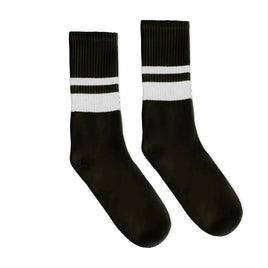SOCCO Thin & Thick 2-Stripe Black | White Mid Socks